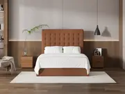 My Style Buttoned Headboard & Standard Base - Queen / Gingerbread / Gas Lift Base