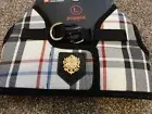 NEW PUPPIA BLACK & WHITE PLAID LARGE DOG HARNESS WITH SMART TAG