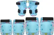 Roller Skating Pads, Kids Wrist Guards Knee Elbow Pads, Youth Adjustable Breathable Safety Set for Skating, Cycling, Bike, Rollerblading, Scooter