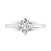 14K White Gold Solitaire Promise Ring, 1 ct Round Cut Simulated Diamond
