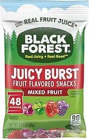 Black Forest Juicy Burst Fruit Snacks, Mixed Fruit, 2.25 Ounce Pouches (Pack of 48)