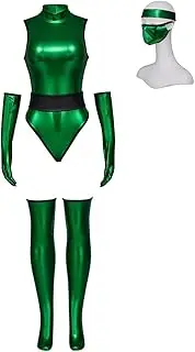 [RocailleCos] Mortal Kombat Jade Cosplay Costume Female Sexy Green Jumpsuit Suit with Mask Ninja Fighter Outfits