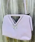New Moda Luxe Vegan Lether Lavender Purple Embellished Crossbody Bag