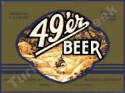 49'er Beer Label Modesto Brewery Inc. 18" x 24" Metal Sign