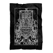 The Chariot Mummy Tarot Card Blanket Gothic Halloween Witchy Decor (80" x 60")