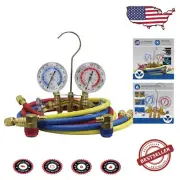 Durable 2-Way Brass Manifold Gauge Set for R134a with Silicone Gauges & Hoses