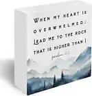 Rustic Wood Sign with Psalm 61:2 for Home Office, Living Room, Kitchen, Bedroom