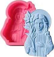 Virgin Mary Statue Mold | Virgin Mary Silicone Molds for Candle Making | Easy Release Crafting Maker Supplies for Resin Art Plaster Fondant Concrete