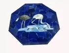 Square Lapis Lazuli Corner Table Birds Design Random Crystal Stone Handmade Arts