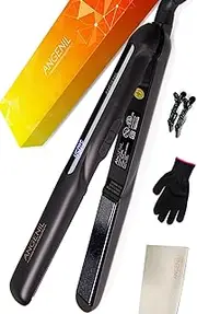[ANGENIL] Professional Ceramic Flat Iron Hair Straightener and Curler 2 In 1, Argan Oil Flat Iron Curling Iron In One, Fast Heating Hair Straightening Styling Iron, Dual Voltage Flat Iron for Women Gift