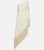 [Taller Marmo] Taller Marmo Aventador fringed one-shoulder midi dress AU 12 white