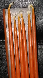 VTG 12 1960 Hjertelys 14.5" Orange Tiny Taper Hand Dipped Flower Candles Denmark