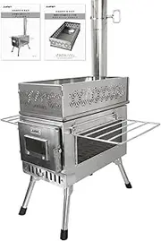 Justart Wood Stove + Sauna Stove, Basket, Chimney Hole, 3.1 inches (8 cm), Set of 2, Japanese Instruction Manual (English Language Not Guaranteed)