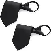 [Yolev] 2 Pieces Zipper Ties for Mens Kids Skinny Ties Pre-tied Adjustable Necktie for Wedding Graduation School Uniforms