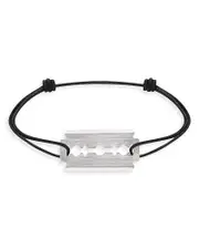 Dinh Van 18K White Gold Lame de Rasoir Razor Blade Charm Medium Adjustable Cord Bracelet