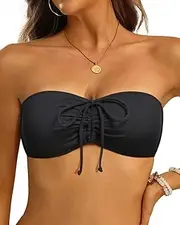 [Tempt Me] Women Bandeau Bikini Top Strapless Swim Tops Tube Halter Swimsuit Top Only