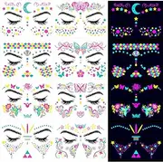 8 Sheets Face tatoos Glow in The Dark Face stickers and Luminous Stickers Tattoo for Party Makeup (F01-08)