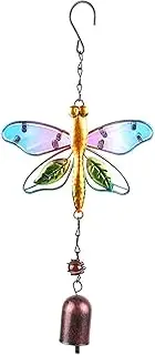 Wind Chime Hummingbird Metal Glass Painted Crafts Pendant Bell Dragonfly Bird Aluminum Pipe Home Courtyard Hanging Pendant (Color : C)