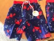 simpli kids Swim Suit / Trunk new Blue W/ red Lobsters . Lining