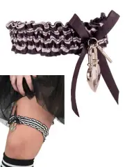 Funny Fashion Locked Up Sexy Convict Prisoner Halloween Garters, Black White,...