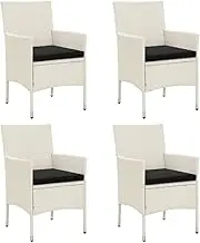 Garden Chairs, Garden Chairs with Cushions 4 pcs Poly Rattan White
