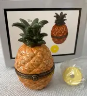 PORCELAIN HINGED BOX Pineapple with Slice Trinket Midwest PHB New