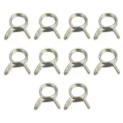 Double Wire Spring Hose Clamp, 10pcs 65Mn Steel 7mm Clips, Color Zinc Plated