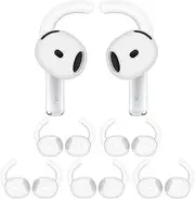 IiEXCEL 5 Pairs AirPods 4 Ear Hooks Wingtip, Replacement Silicone Wings Sport Earhooks Ergonomic Design Wing Tips Holder Non-Slip Anti-Slip Comfortable Accessories Compatible with AirPods 4th - White