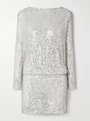 [Retrofête] Retrofête - Danae Draped Embellished Tulle Mini Dress - Silver - large large Silver