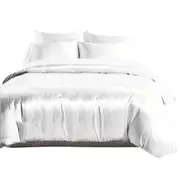 White 1000TC Silk Satin Single/KS/Double/Queen/King/SK Size Bed Quilt/Duvet Cover Set