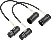 Devinal 360 Degree Rotatable, Right Angle XLR Cable, Adjustable-Angle Low-Profile Female XLR to Male XLR Microphone Mic Cable Cord Adapter 1 FT 2 pcs