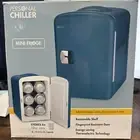 Personal Chiller 6 Can Mini Fridge Beverage and Skincare Refrigerator, Blue, NEW