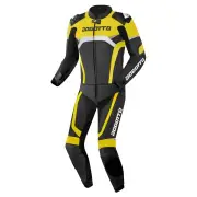 Misano Black White Neon Yellow 2PC Leather Motorcycle Suit