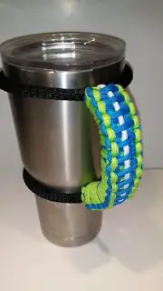 Paracord Handle for a 40oz, 30oz or 20oz, RTIC,Ozark Neon Blue, Green & White