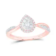 14kt Rose Gold Womens Round Diamond Cluster Bridal Wedding Engagement Ring