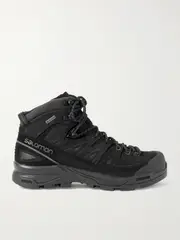 [Salomon] Salomon - X-alp Mid Ltr Gtx Rubber-trimmed Suede And Canvas Hiking Boots - Black - UK 4 UK 4 Black