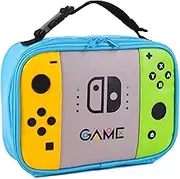 ONTESY Boys Lunch Bag Switch Game Lunch Cooler Thermal Insulated Food Container Waterproof Leather Mini Lunch Pail for Boys Girls Kids Toddlers Teens Men Women for School Pinic (Teal)