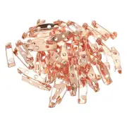 50Pcs Badge Pins, 20mm Safety Pins Bar Name Tag Pin Bulk, Rose Gold