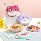3 Grids Cartoon Student Lunch Box Animal Pattern Food Container Kids