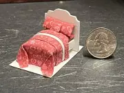 Dollhouse Miniature Bed Red H 1:48 Quarter inch scale 1/4 F209 Dollys Gallery