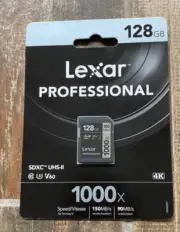 Lexar Professional 128GB 1000x 150MB/s SDXC SD Memory Card 4K UHS-II U3 CLASS 10