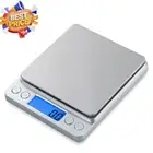 Small Digital Kitchen Scale 3kg/0.1g Scale with Blue LCD Display Stainless Steel