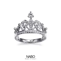 在飛比找ETMall東森購物網優惠-NABO 王冠皇冠鉆石戒指情侶款銀白銅18K白金色女求結婚小