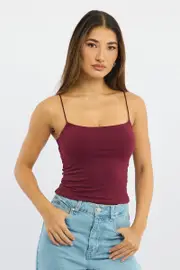 Red Supersoft Cami Top Double Layer - Size 14L, Women's Singlet