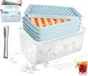Round Ice Cube Tray with Lid & Bin, Ice Ball Maker Mold for Freezer with Cont...