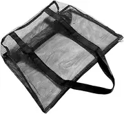 [Ipetboom] Large Capacity Mesh Beach Tote Bag Foldable Transparent Travel Bag for Shopping Beach Outings and Holiday Use Durable Zippered Design for Easy Storage and Organization
