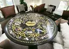 36" Black Marble Center Sofa Coffee Table Semi Precious Stone Inlay Art Table