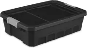 6-Pack Plastic Storage Bins with Lids, Stackable Containers, 10 Gallon, Black