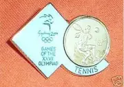 GILT 2000 OLYMPIC SPORTS BADGE - TENNIS
