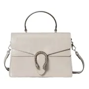 GUCCI Dionysus Medium $3900 Light Grey Patent Leather Top Handle Bag New
